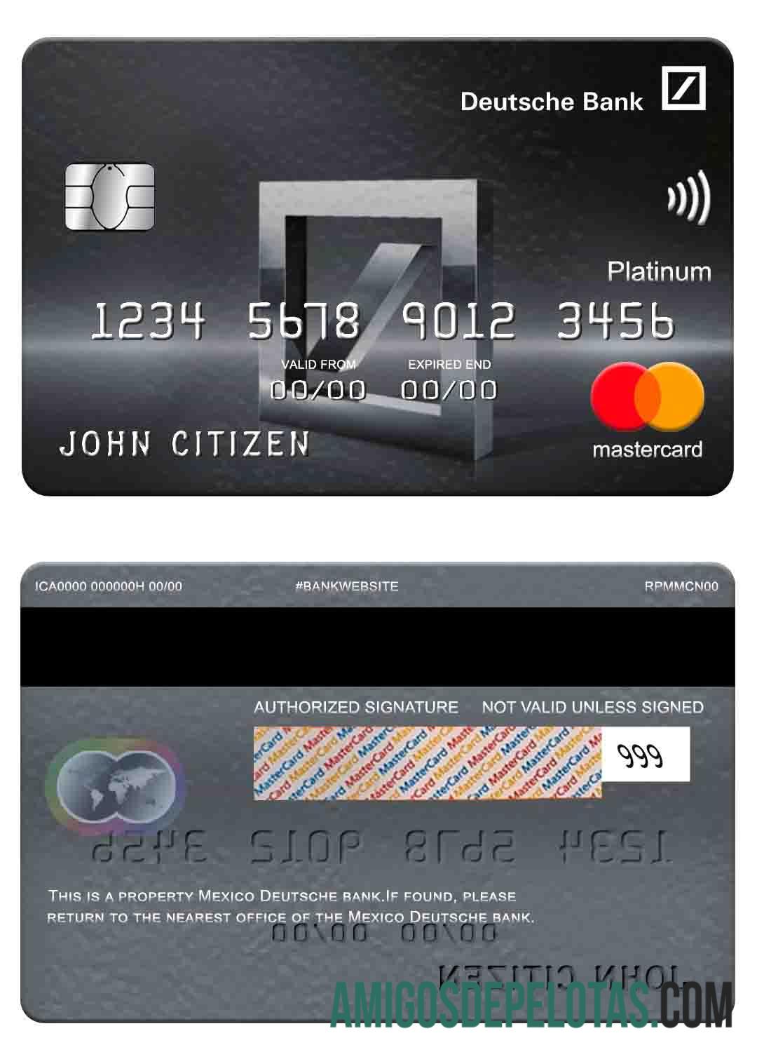 Mexico Deutsche Bank Mastercard Platinum template